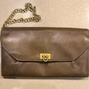 Vintage Salvatore Ferragamo Wallet in Neutral Brown Leather